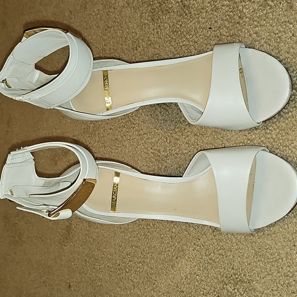 Marciano Elegant White High Heels with Gold Accents - Picture 3 of 12